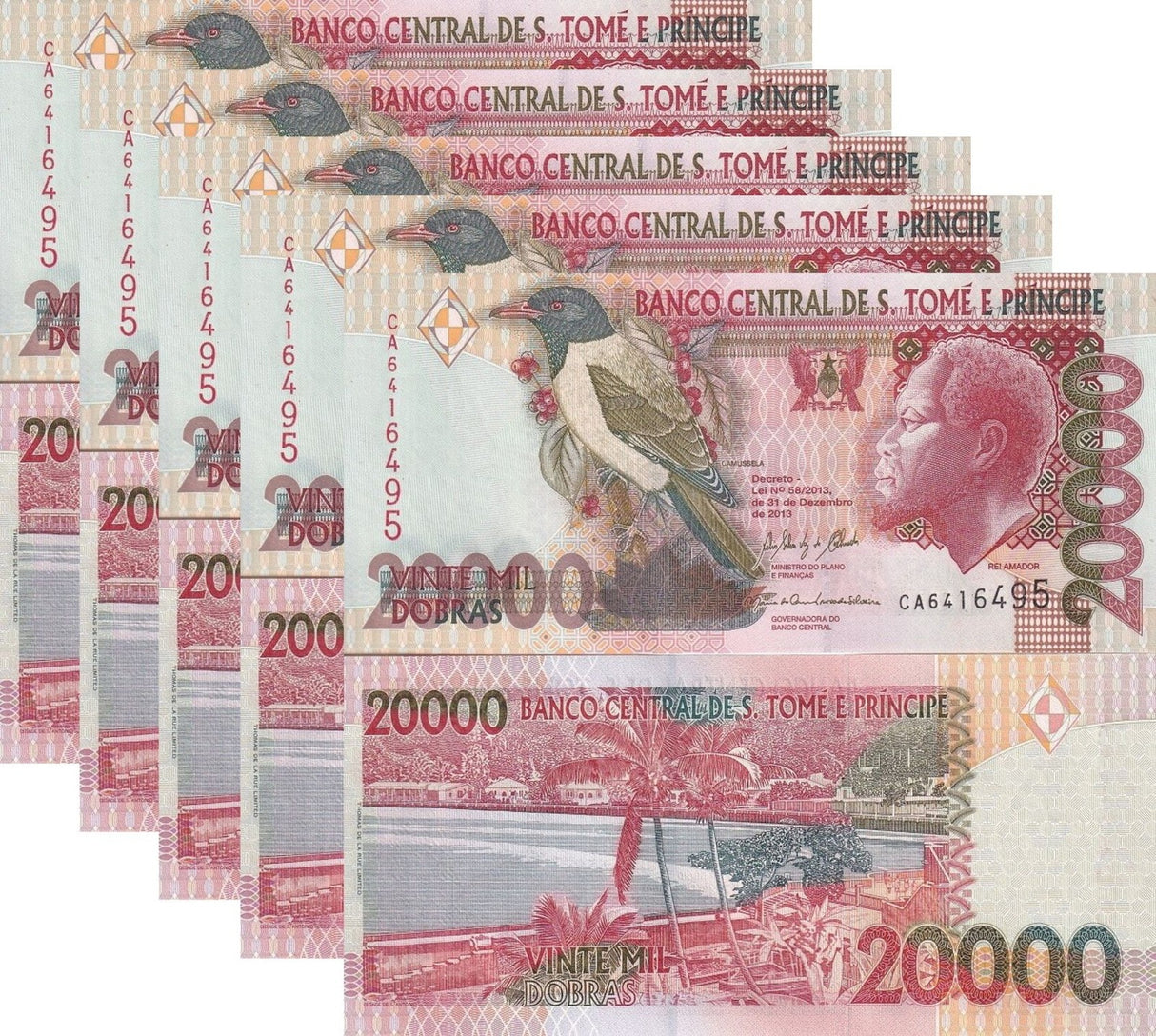 Saint Thomas & Prince 20000 Dobras 2013 P 67 e Sao Tome UNC LOT 5 PCS