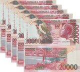 Saint Thomas & Prince 20000 Dobras 2013 P 67 e Sao Tome UNC LOT 5 PCS