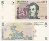 Argentina 5 Pesos ND 2003 P 353 a* Replacement R-A UNC ,Cerro de la Gloria