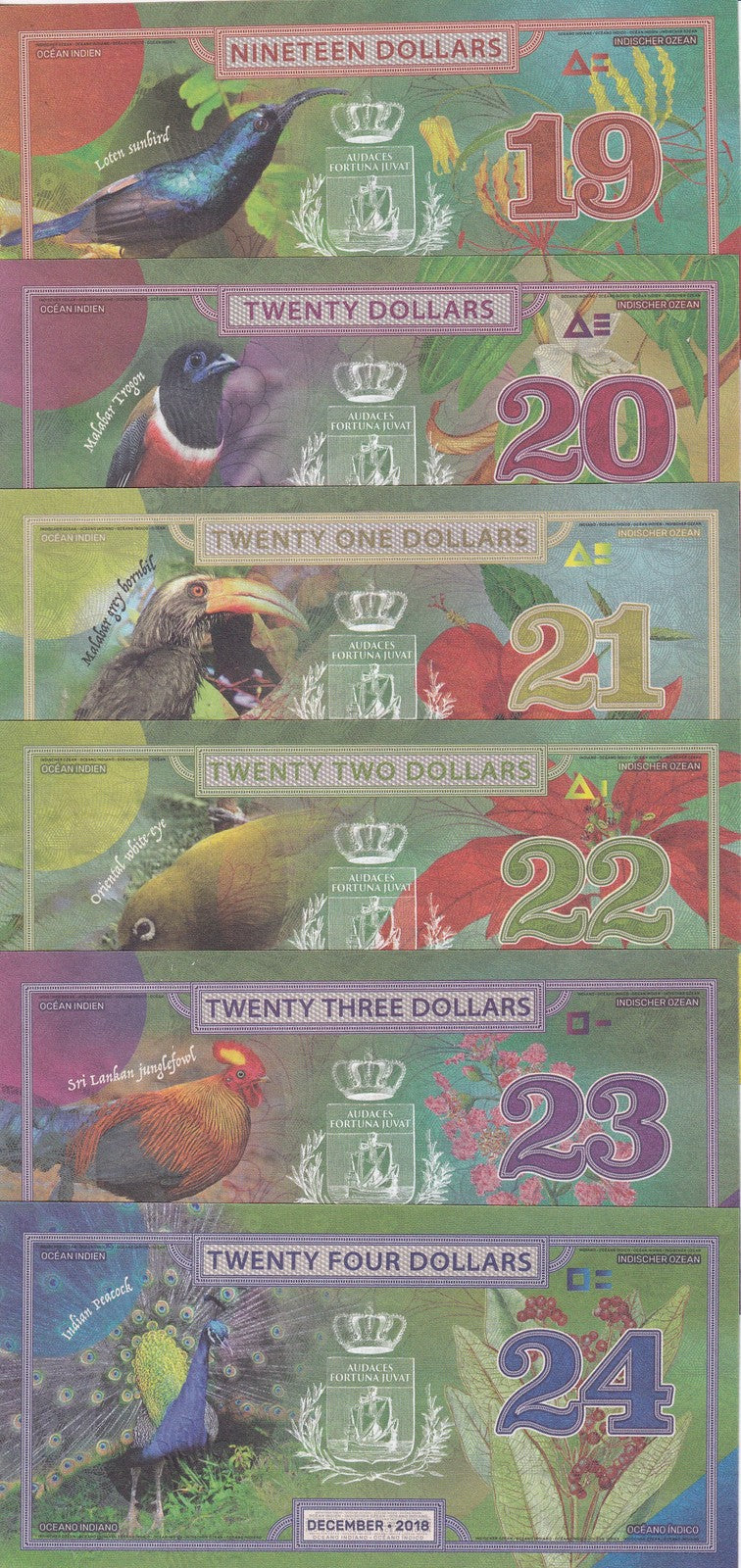 Indian Ocean set 6, 19 20 21 22 23 24 Dollars 2018 Fantasy