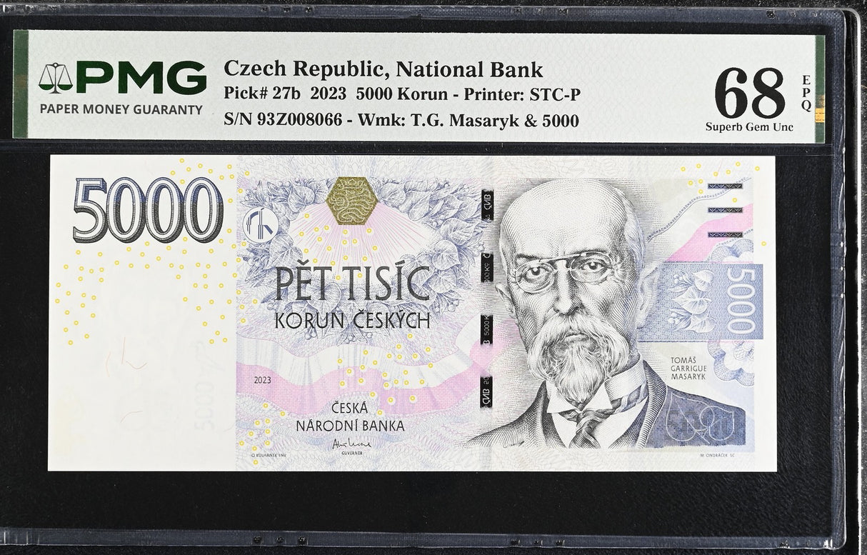 Czech Republic 5000 Korun 2023 P 27 b Superb Gem UNC PMG 68 EPQ