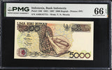 Indonesia 5000 Rupiah 1992/1997 P 130 f Gem UNC PMG 66 EPQ