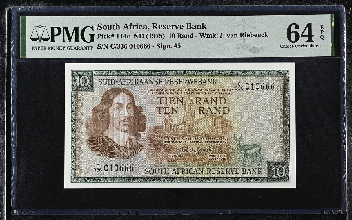 South Africa 10 Rand ND 1975 P 114 c Choice UNC PMG 64 EPQ