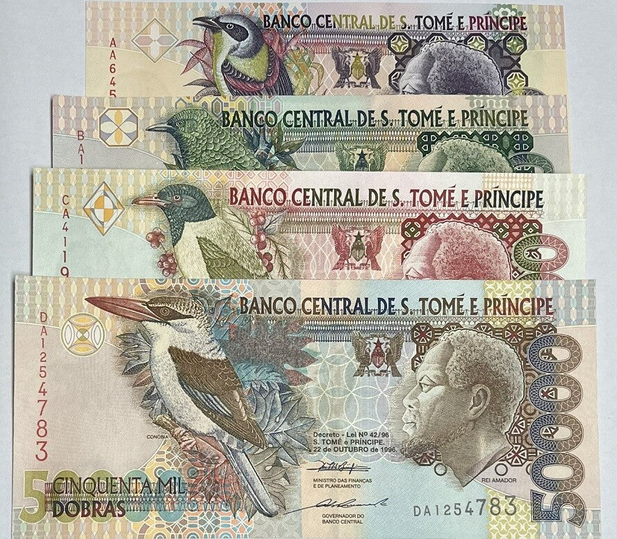St. Thomas & Prince Set 4 UNC 5000 10000 20000 50000 Random DATE P 65-67 68