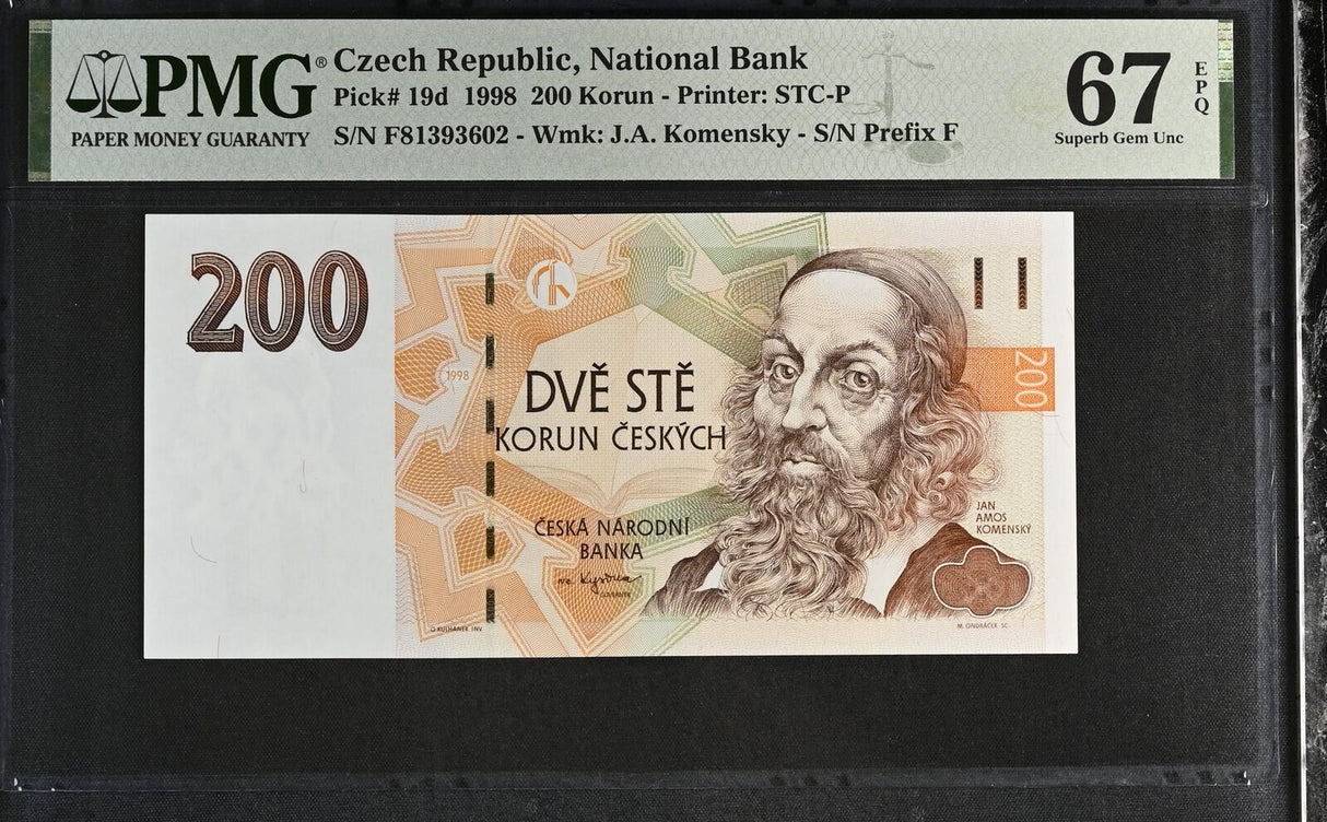 Czech Republic 200 Korun 1998 P 19 d Superb Gem UNC PMG 67 EPQ