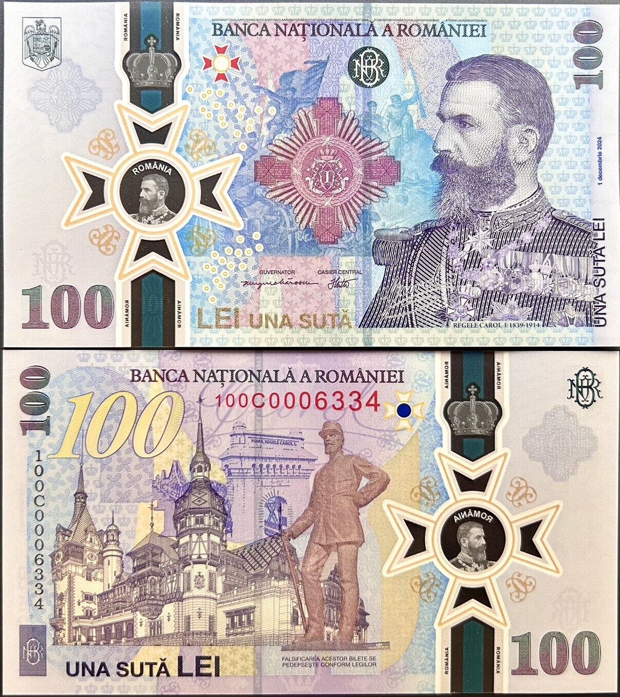 Romania 100 Lei 2024 Comm. 185th Birth of King Carol P 127