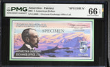 ANTARCTICA 5 Antarctican Dollars 2001 SPECIMEN Gem UNC PMG 66 EPQ