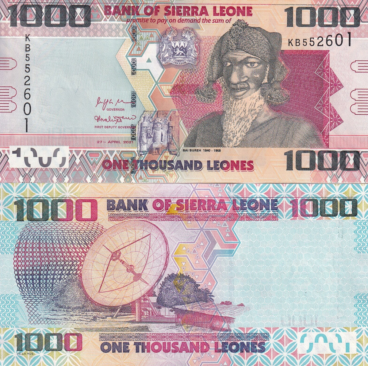 Sierra Leone 1000 Leones 2021 P 30 ,Bai Bureh, Satellite dish, UNC