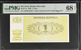 Slovenia 1 Tolar 1990 P 1 a Superb Gem UNC PMG 68 EPQ Top Pop