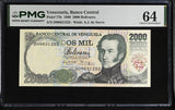 Venezuela 2000 Bolivares 1998 P 77 b Choice UNC PMG 64 WTM A.J. de Sucre