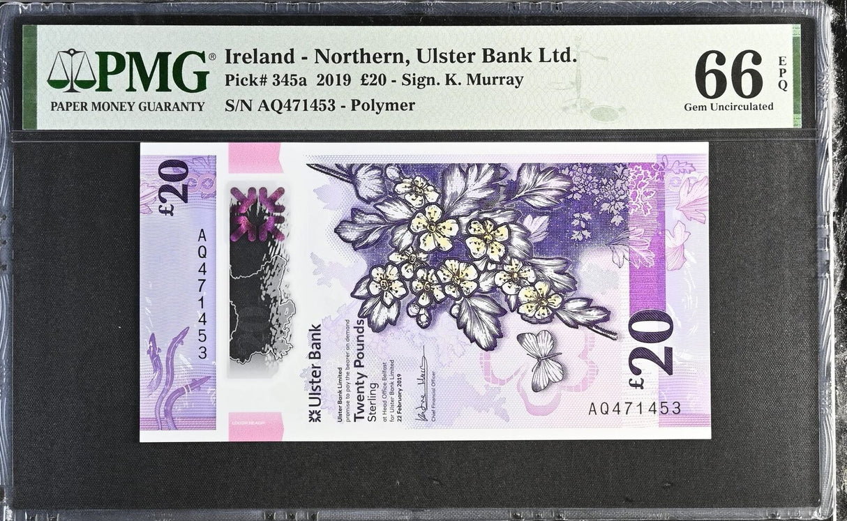 Northern Ireland 20 Pounds 2019 P 345 a Gem UNC PMG 66 EPQ