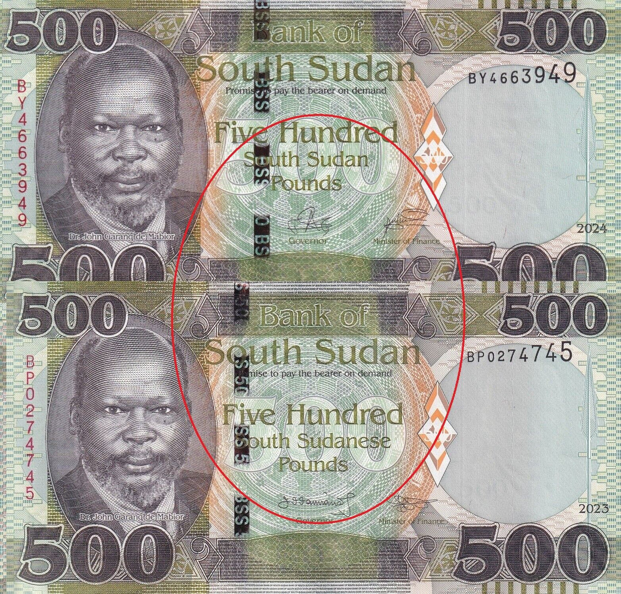 South Sudan 500 Pounds 2024 P 20 NEW Letter currency UNC LOT 100 PCS 1 Bundle