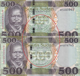 South Sudan 500 Pounds 2024 P 20 NEW Letter currency UNC LOT 100 PCS 1 Bundle