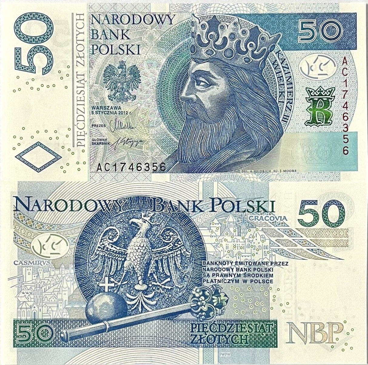 Poland 50 Zlotych 2012 P 185 UNC