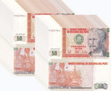 Peru 50 Intis 1987 P 131 b UNC LOT 20 PCS , Nicolas de Pierola Drilling rig
