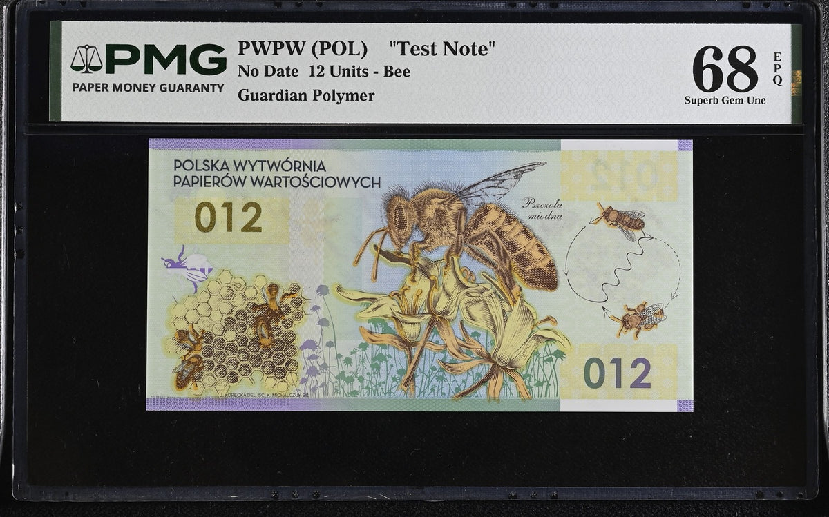 Test Note Poland PWPW 12 Units Polymer Superb Gem UNC PMG 68 EPQ