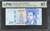Morocco 200 Dirhams 2023 P 82 a Superb Gem UNC PMG 67 EPQ PNB
