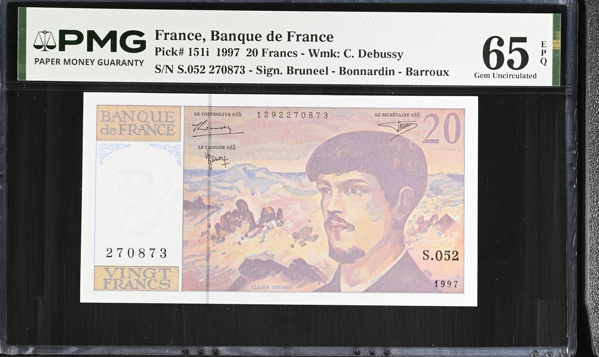 France 20 Francs 1997 P 151 i Gem UNC PMG 65 EPQ