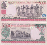Rwanda 5000 Francs 1998 P 28 UNC , Dancers National Bank of Rwanda building