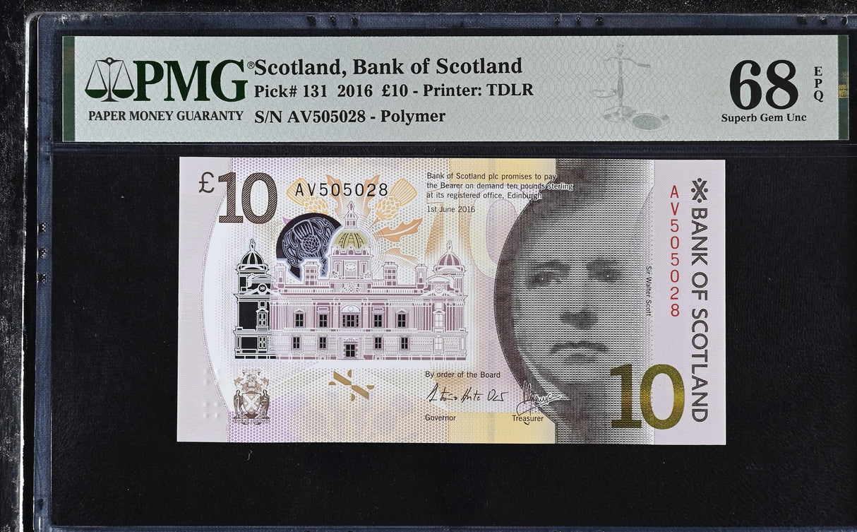Scotland 10 Pounds 2016 P 131 Superb Gem UNC PMG 68 EPQ