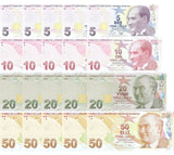 Turkey SET 3 X Lot 5 = 15 UNC 5 10 20 Lira 2022/2025 Mixed Prefix P 222 223 224