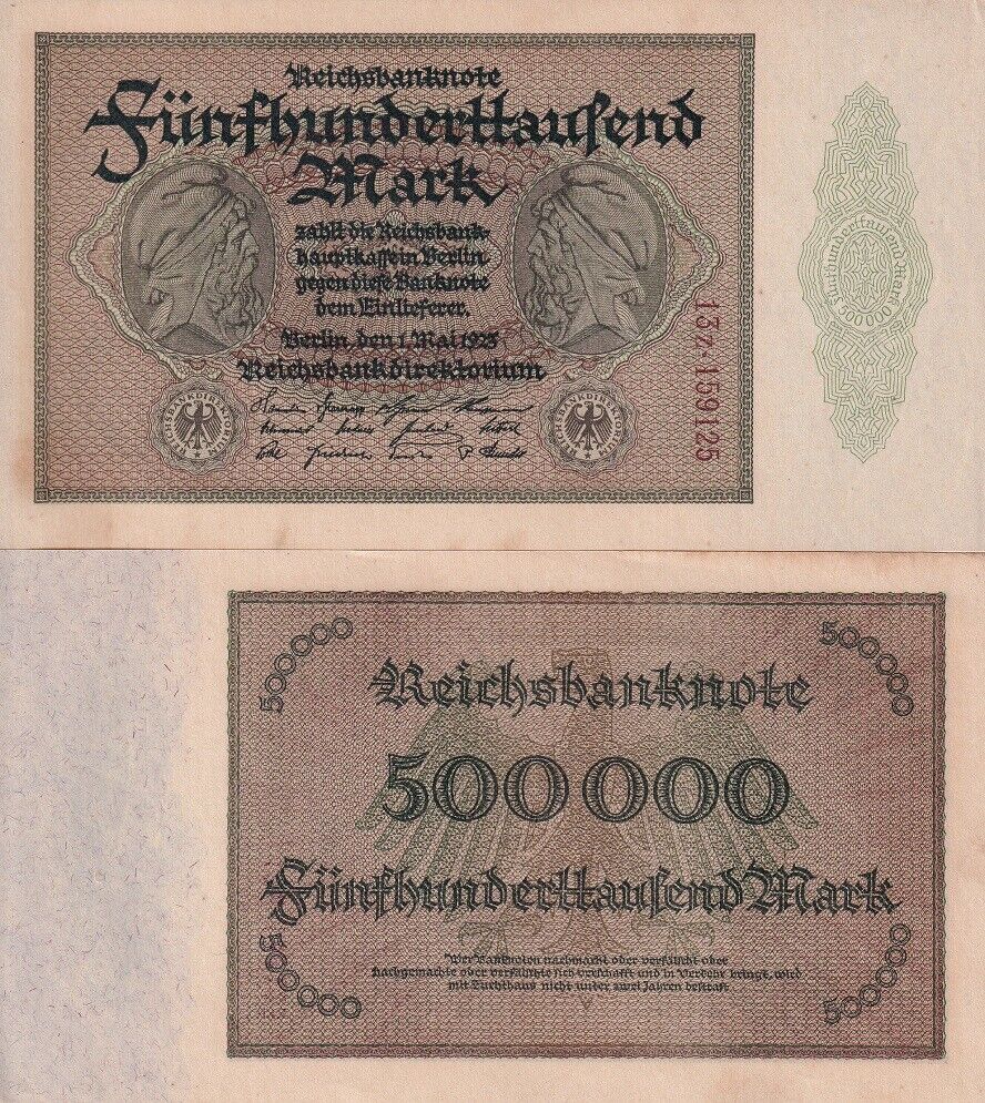 GERMANY Reichsbank 500000 Mark 1923 P 88 b AUnc Little Tone