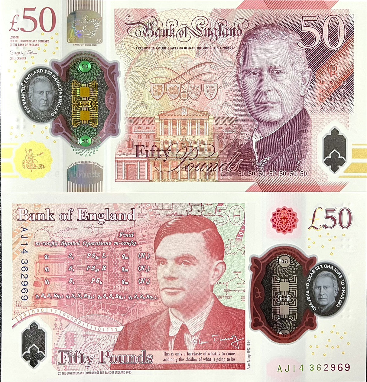Great Britain 50 Pounds 2023 ND 2024 P 401 King Charles III ENGLAND Polymer AUnc