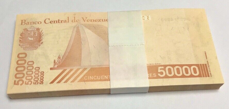 Venezuela 50000 Bolivares 2019 P 111 a Large Security UNC LOT 25 Pcs 1/4 BUNDLE