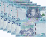 Lesotho 20 Maloti 2021 P 27 New Symbol & Signature UNC LOT 5 PCS
