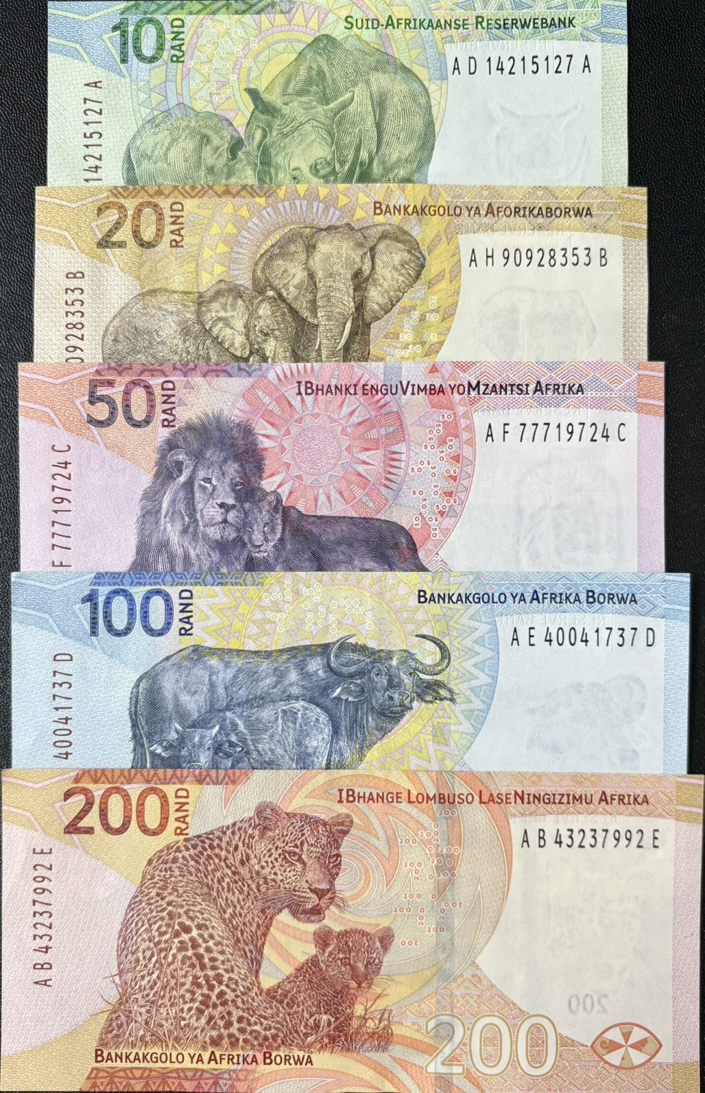 South Africa SET 5 XF+ 10 20 50 100 200 Rand 2023 P 148 149 150 151 152 XF+