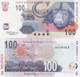 South Africa 100 Rands ND 2009 P 131 b AUnc ,Cape buffalos ,Zebras, AU