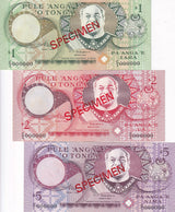 Tonga Set 3 UNC 1 2 5 Pa'anga ND 1995 P 31 P 32 33 SPECIMEN UNC