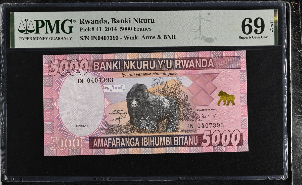 Rwanda 5000 Francs 2014 P 41 Superb Gem UNC PMG 69 EPQ TOP POP