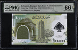 Lebanon 100000 Livres 2020 P 99 Polymer Commemorative Gem UNC PMG 66 EPQ