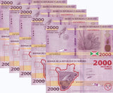 Burundi 2000 Francs 2018 P 52 b UNC Lot 5 Pcs