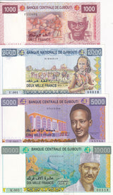 Djibouti Set 4 PCS 1000 2000 5000 100000 Francs Radom Sign P 42 43 44 P 45 UNC