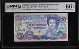 Falkland Islands 50 Pounds 1990 P 16 a Gem UNC PMG 66 EPQ , QEII , Graded note