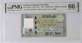 Lebanon 1000 Livres 2011 P 90 a Gem UNC PMG 66 EPQ