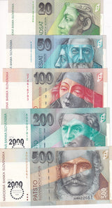 Slovakia Set 5 UNC 20 50 100 200 500 Korun 2000-2006 P 20 21 37 38 Commemorative