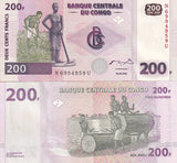 Congo Democratic Republic 200 Francs 2000 P 95 a UNC , Fieldwork Drummers