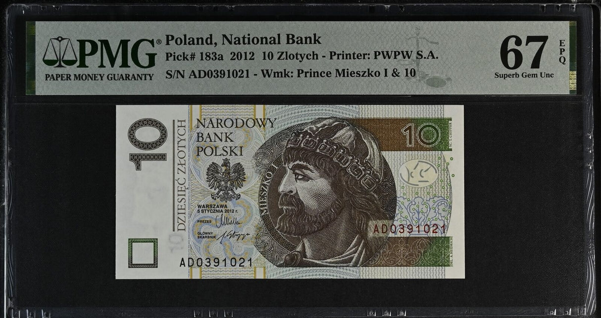 Poland 10 Zlotych 2012 P 183 a Superb Gem UNC PMG 67 EPQ