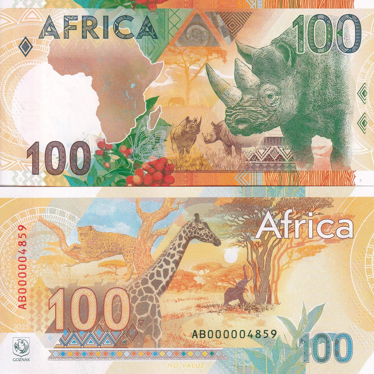 Russia Test Note GOZNAK SET 3 UNC Africa Rhino Lion Big Elephant