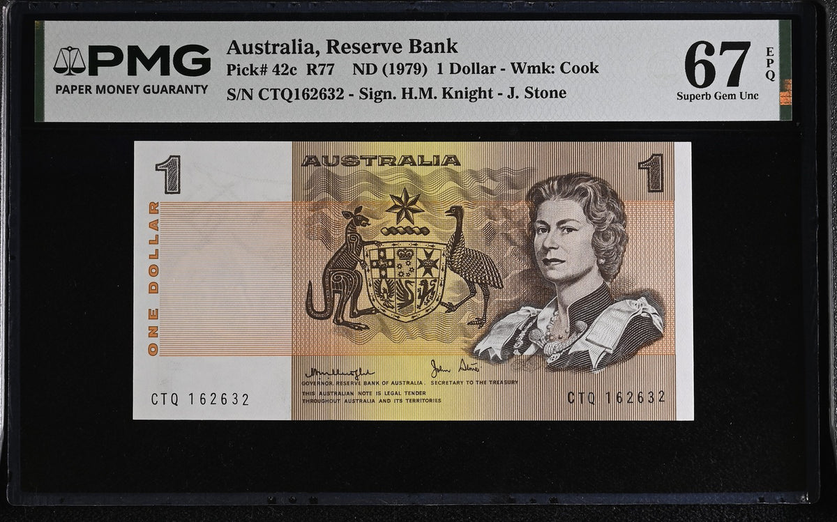 Australia 1 Dollar ND 1979 P 42 c QEII Superb Gem UNC PMG 67 EPQ