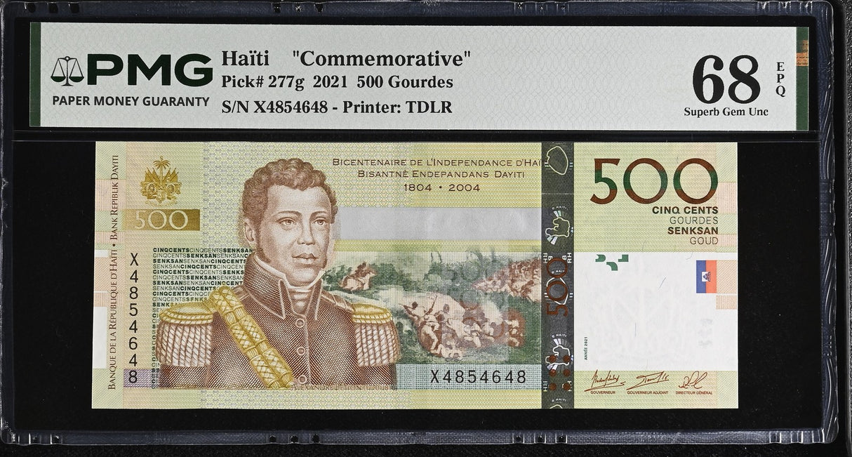 Haiti 500 Gourdes 2021 P 277 g Superb Gem UNC PMG 68 EPQ TOP POP