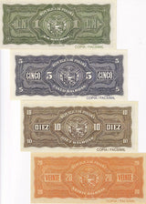 Panama Set 4 Pcs 1 5 10 20 Balboas 1941-2025 Copia Fascimil Fantasy