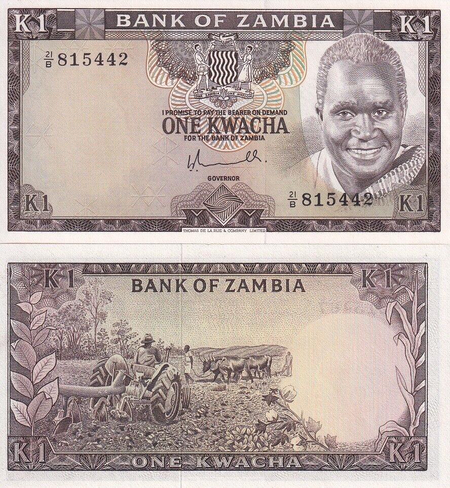 ZAMBIA 1 KWACHA ND 1976 P 19 AUnc