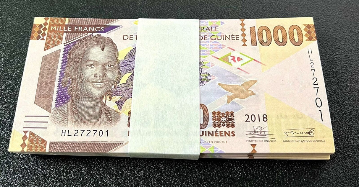 Guinea 1000 Francs 2018 P 48 c UNC LOT 100 PCS 1 BUNDLE