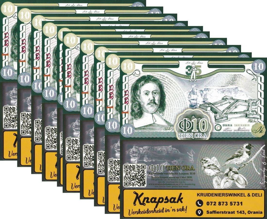 South Africa Orania 10 Ora 2026 - 2029 Original Art Paper UNC LOT 10 PCS