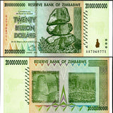 Zimbabwe 20 Billion Dollars 2008 P 86 AA Prefix UNC