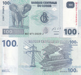 Congo DEMOCRATIC REPUBLIC 100 Francs 2013 P 98 UNC HdM Elephant, Virunga Park